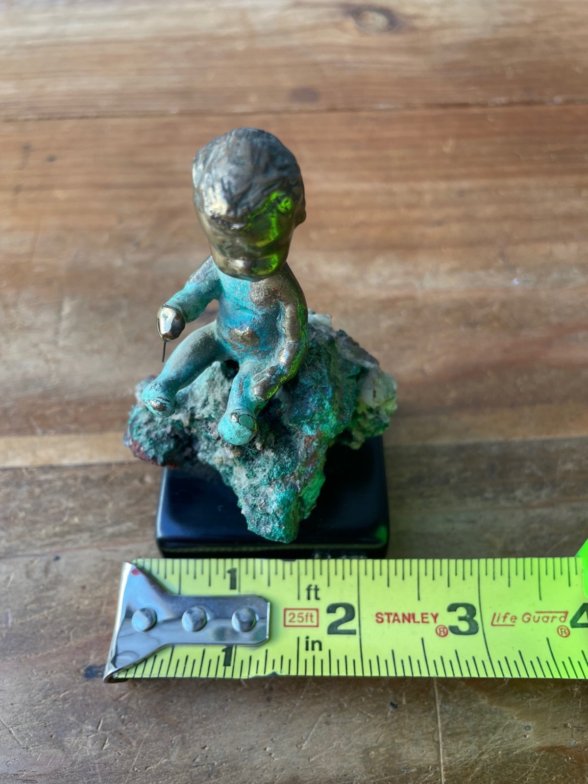 Vintage Malcolm Moran Bronze Sculpture Child Sitting On Geode Modernist 3.75&Prime;