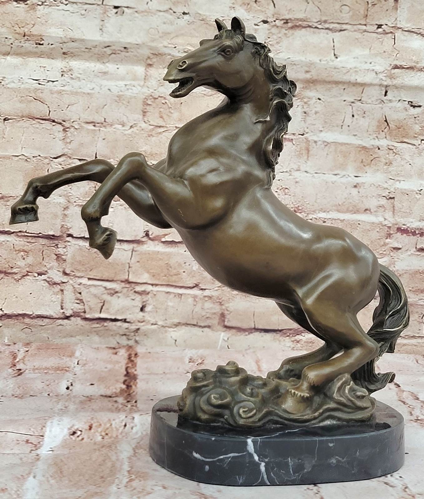 Rearing Horse Handler Equestrian Artwork Bronze Marble Statue Sculpture Art Gift