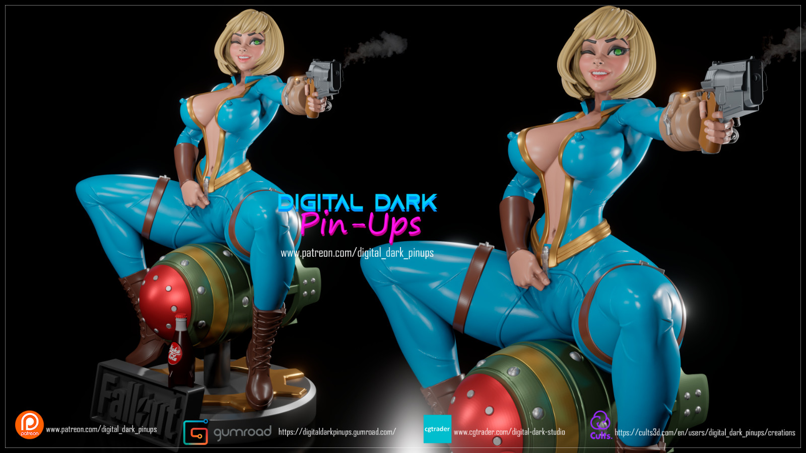 Vault Girl Fallout Sexy Unpainted Pinup Model Resin Print TTRPG Scale Figure