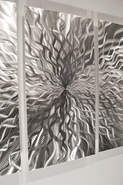 Modern Abstract Metal Wall Sculpture Art Contemporary Painting Home Decor Silver