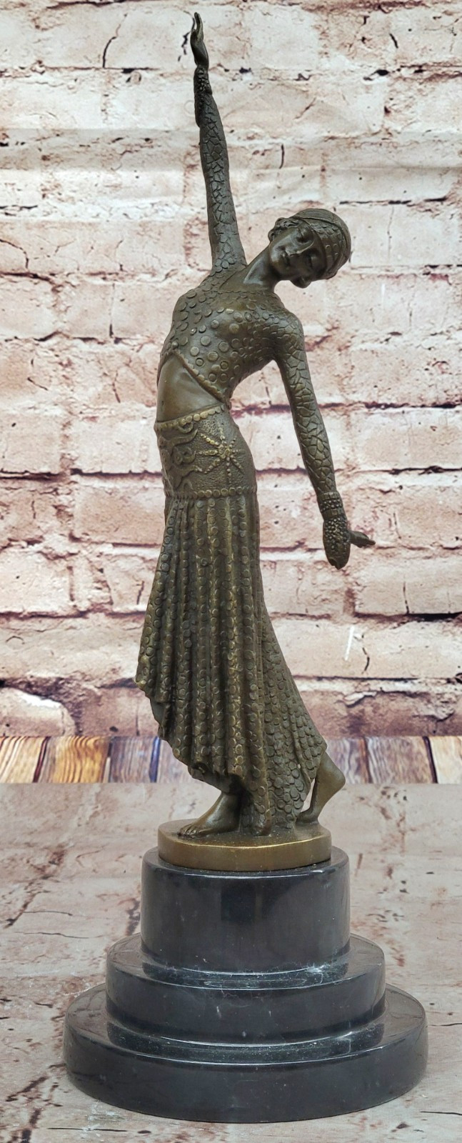 Chiparus Dancer Les Vegas Show Girls Art Deco Bronze Sculpture Marble Figurine