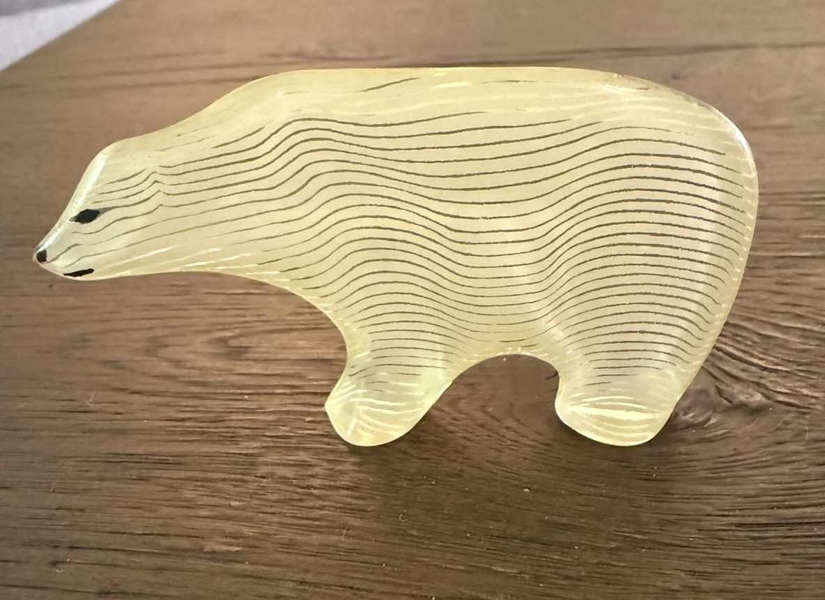 Vintage Abraham Palatnik Lucite Polar Bear Sculpture Op Art Acrylic 1970s MCM