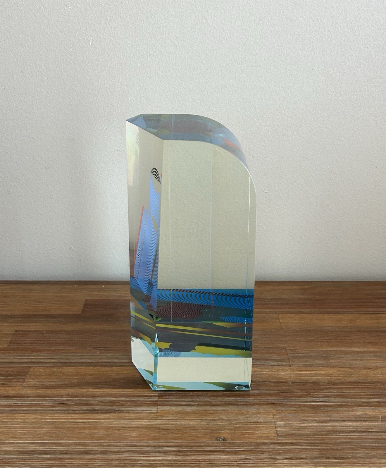 Jan Fišar (1933 – 2010) Czech Signed Art Glass Sculpture “Object” Optical Art