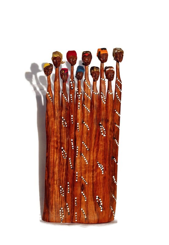 Slim Mozambique Elle Sandalwood Women art Interior Decor Sculptures. Africa Deco