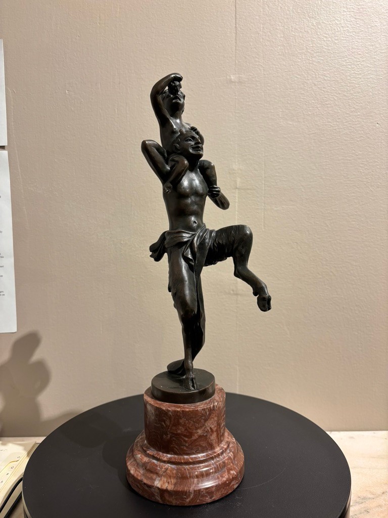 Bronze Satyr Carrying the Young Dionysus by Franz Bergman, Austria, Signed