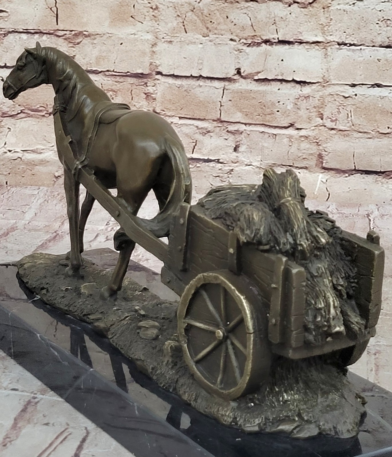Pony Equestrian Sculpture Art Bronze Marble Statue Tang Draft Work Horse Statue