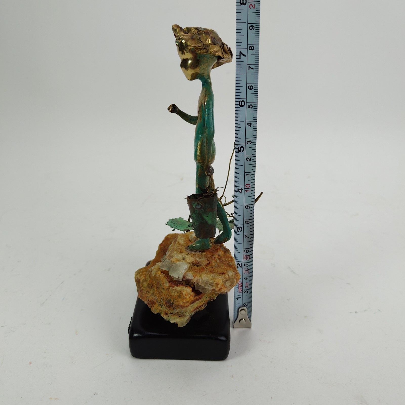 Malcolm Moran Bronze Sculpture Fishing Boy Figurine Signed MCM Art Vintage 1972