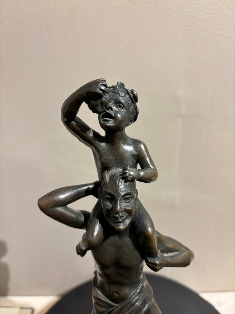 Bronze Satyr Carrying the Young Dionysus by Franz Bergman, Austria, Signed