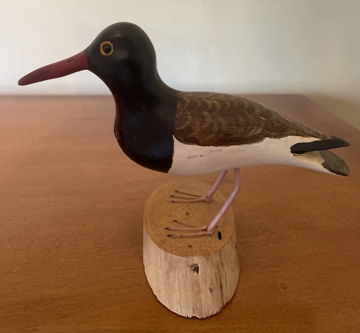Vintage Wooden Hand Carved/Painted Oyster Catcher Bird Herb Daisey Signed 1988