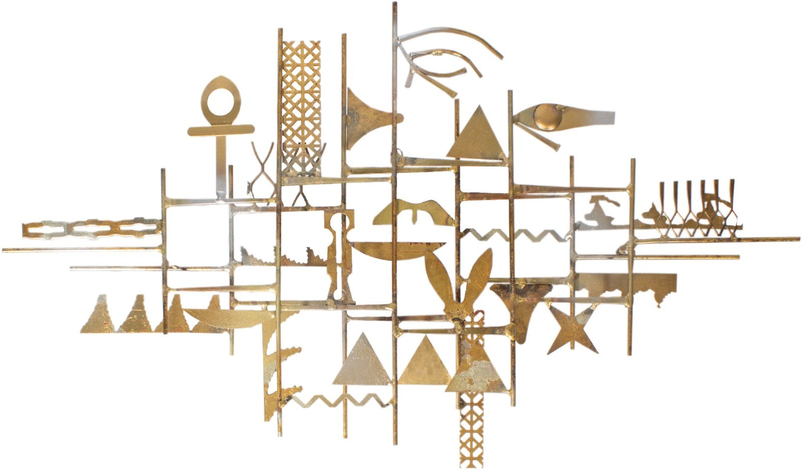 William Bowie 1960s Egyptian Inspired Metal Wall Sculpture