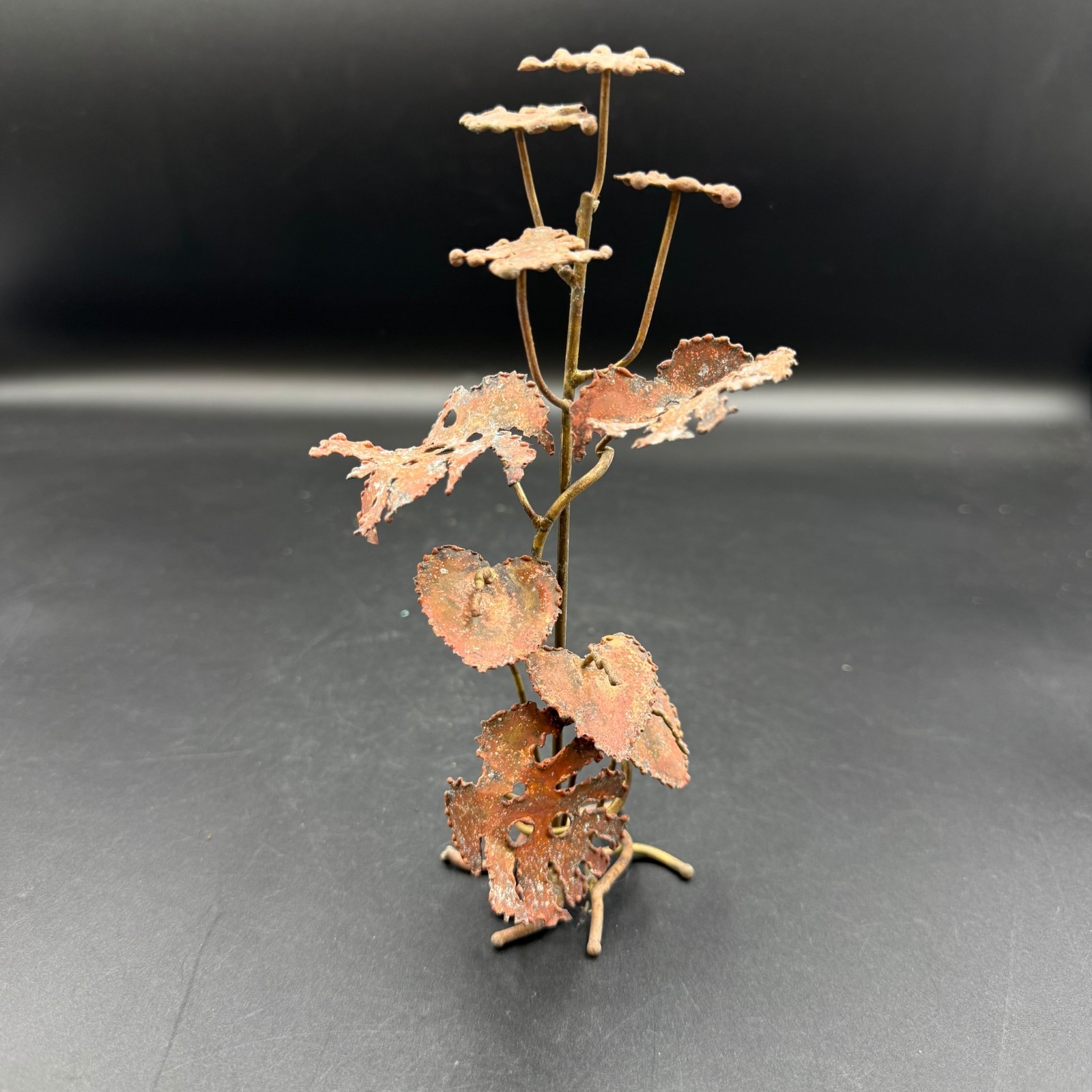 Vintage MCM Metal Flowers Foliage Sculpture