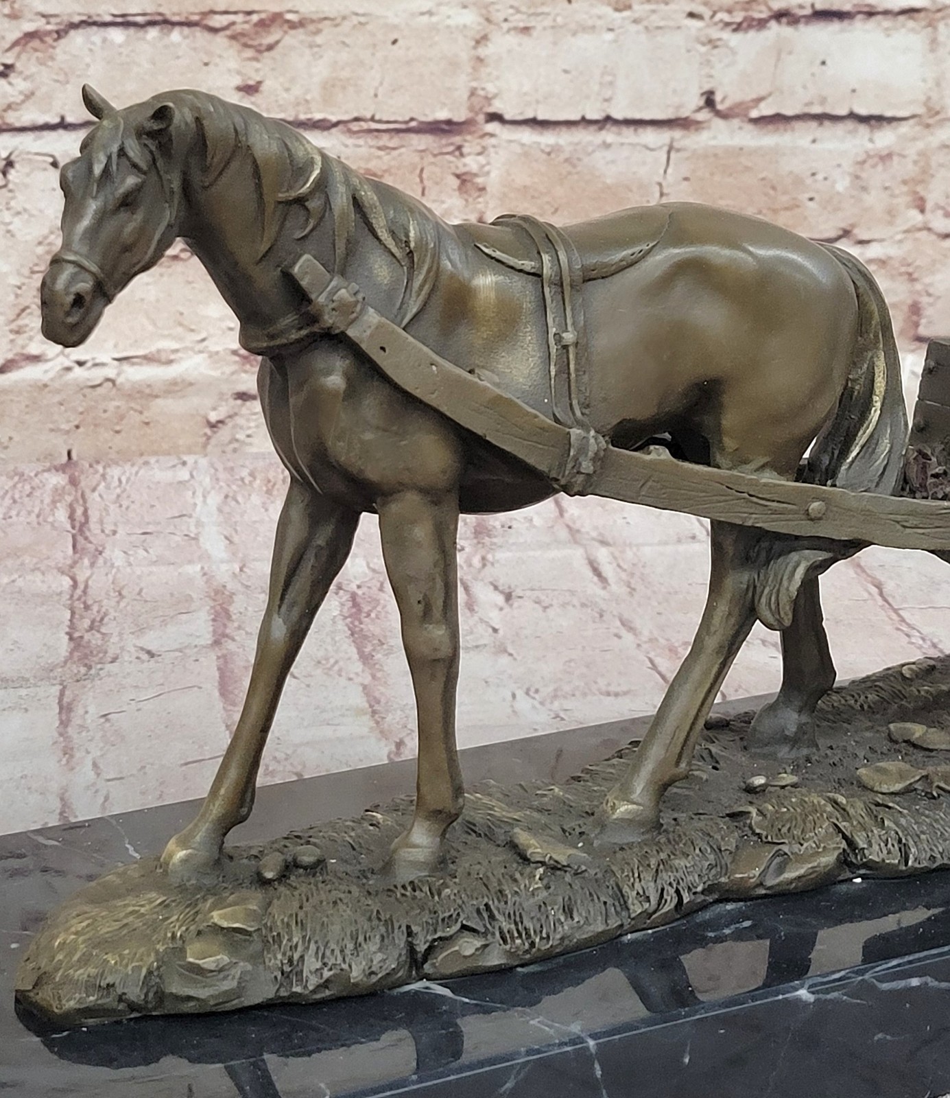Pony Equestrian Sculpture Art Bronze Marble Statue Tang Draft Work Horse Statue