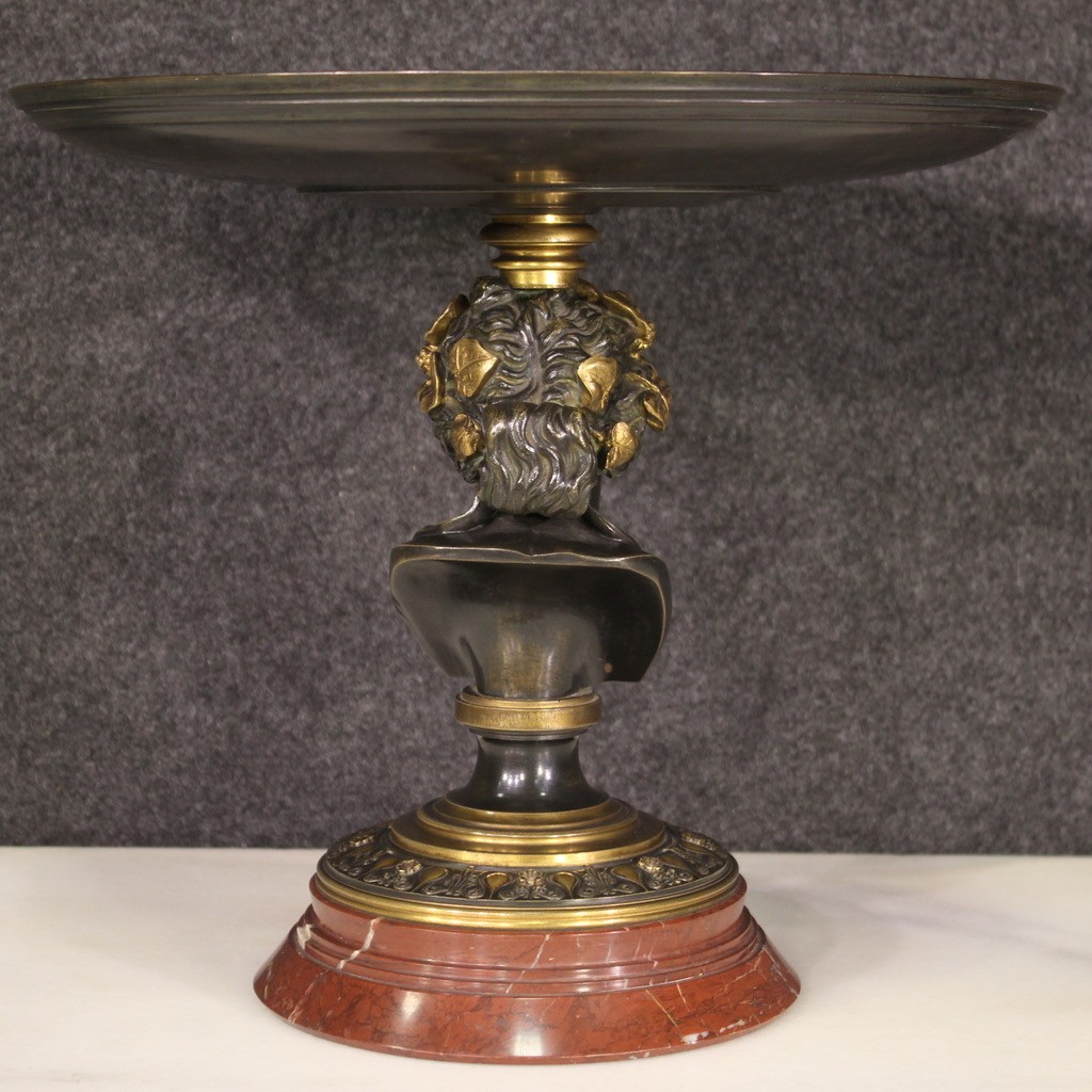Gilded bronze stand signed Giroux dated 1871 sculpture statue of Bacchus