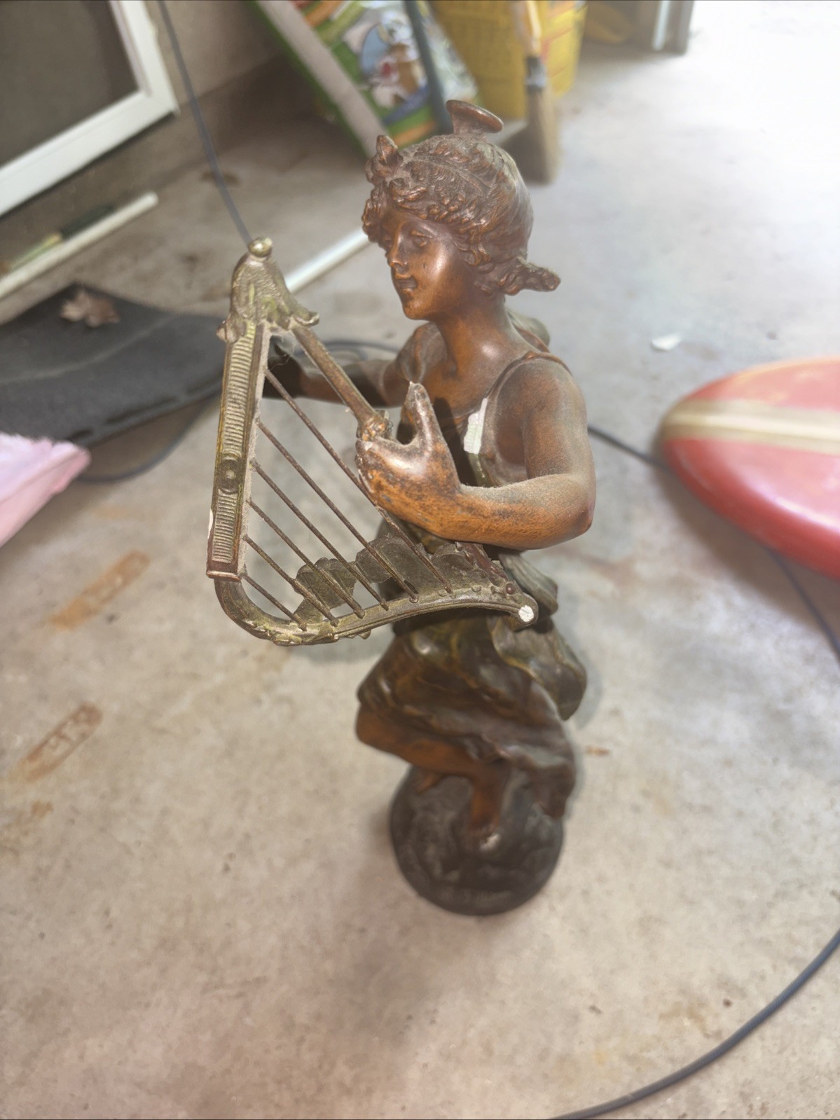 Antique Art Nouveau « Charmeuse » Spelter Statue – Moreau Style – 18