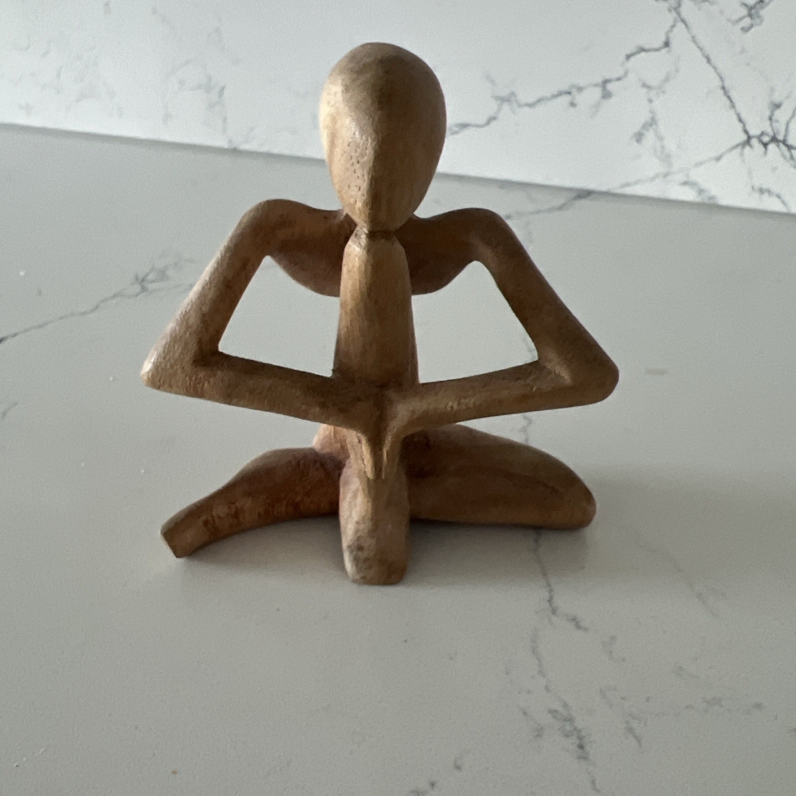 4¿ Wood Praying Yoga Human Sculpture