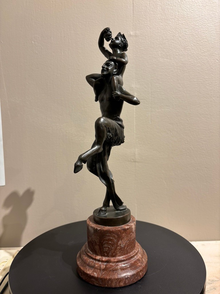 Bronze Satyr Carrying the Young Dionysus by Franz Bergman, Austria, Signed