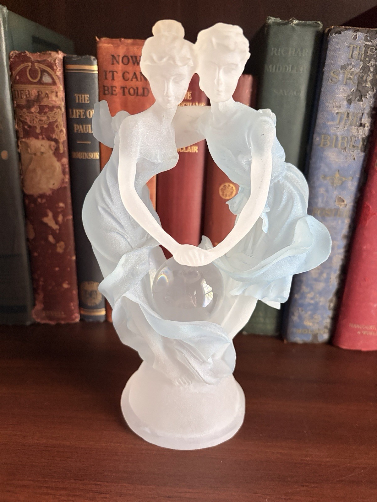 Vintage M.J Kozlowski Signed MCM LUCITE Sculpture Dancing Couple Orb 8.5&Prime;