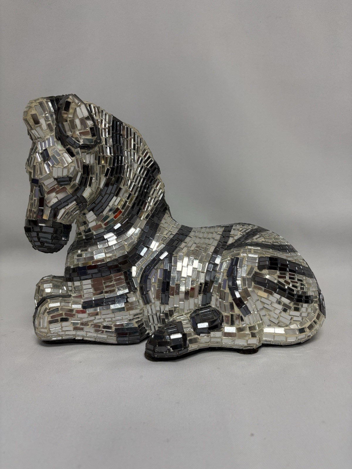 Vintage Jobi Zebra Statue Mosaic Glass Mirror Art Deco Made In Brazil