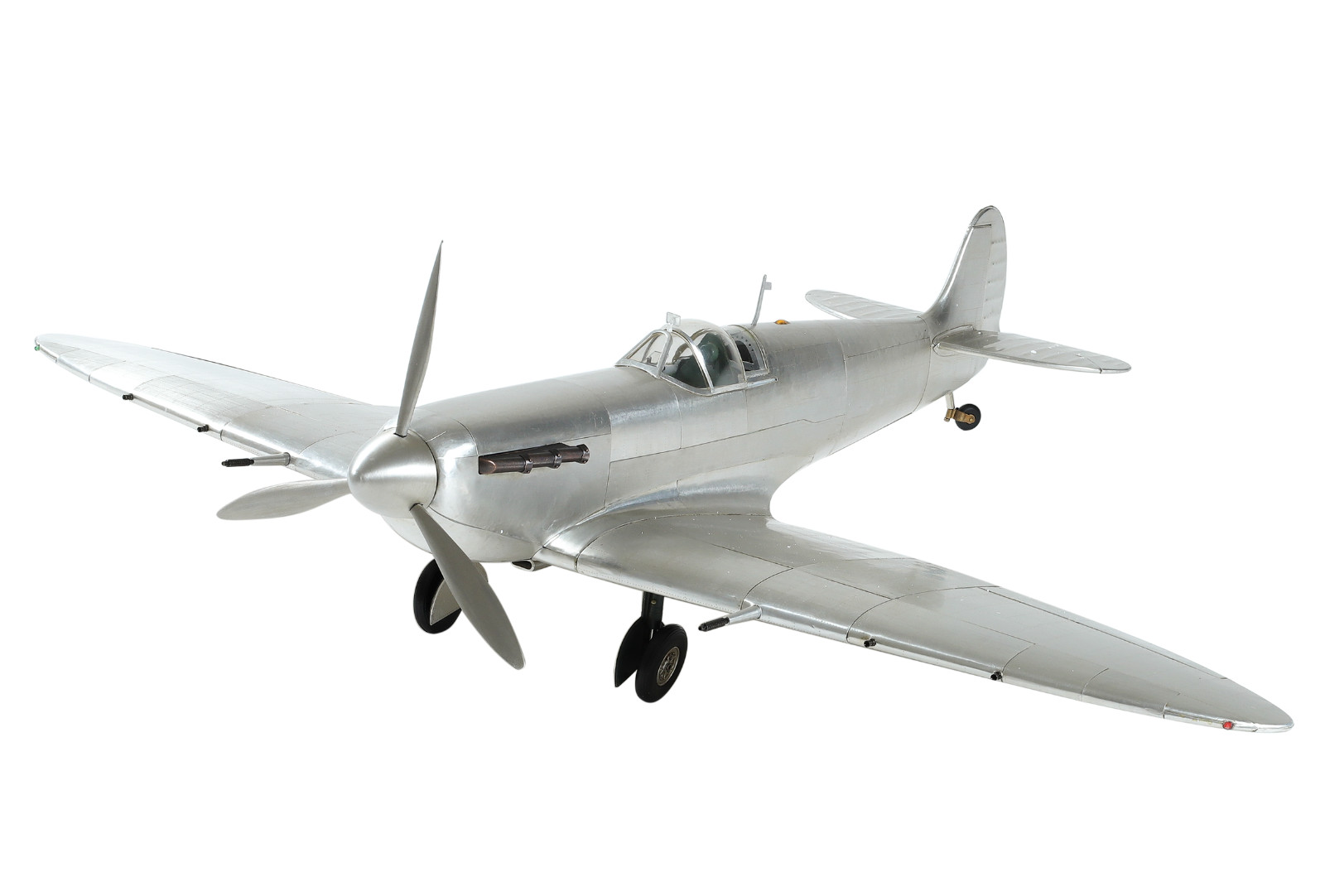 RAF Supermarine Spitfire Aluminum Airplane Model 24&Prime; Wooden Stand Aircraft Decor