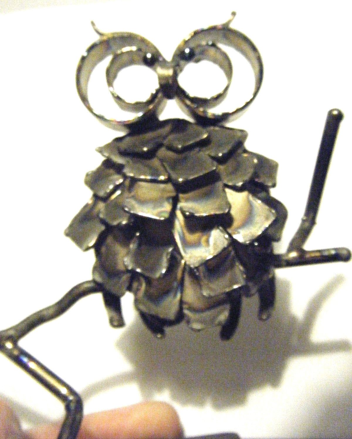 Vintage MCM F. Brigati Titanium Metal Owl Unique Handmade Brutalist Sculpture