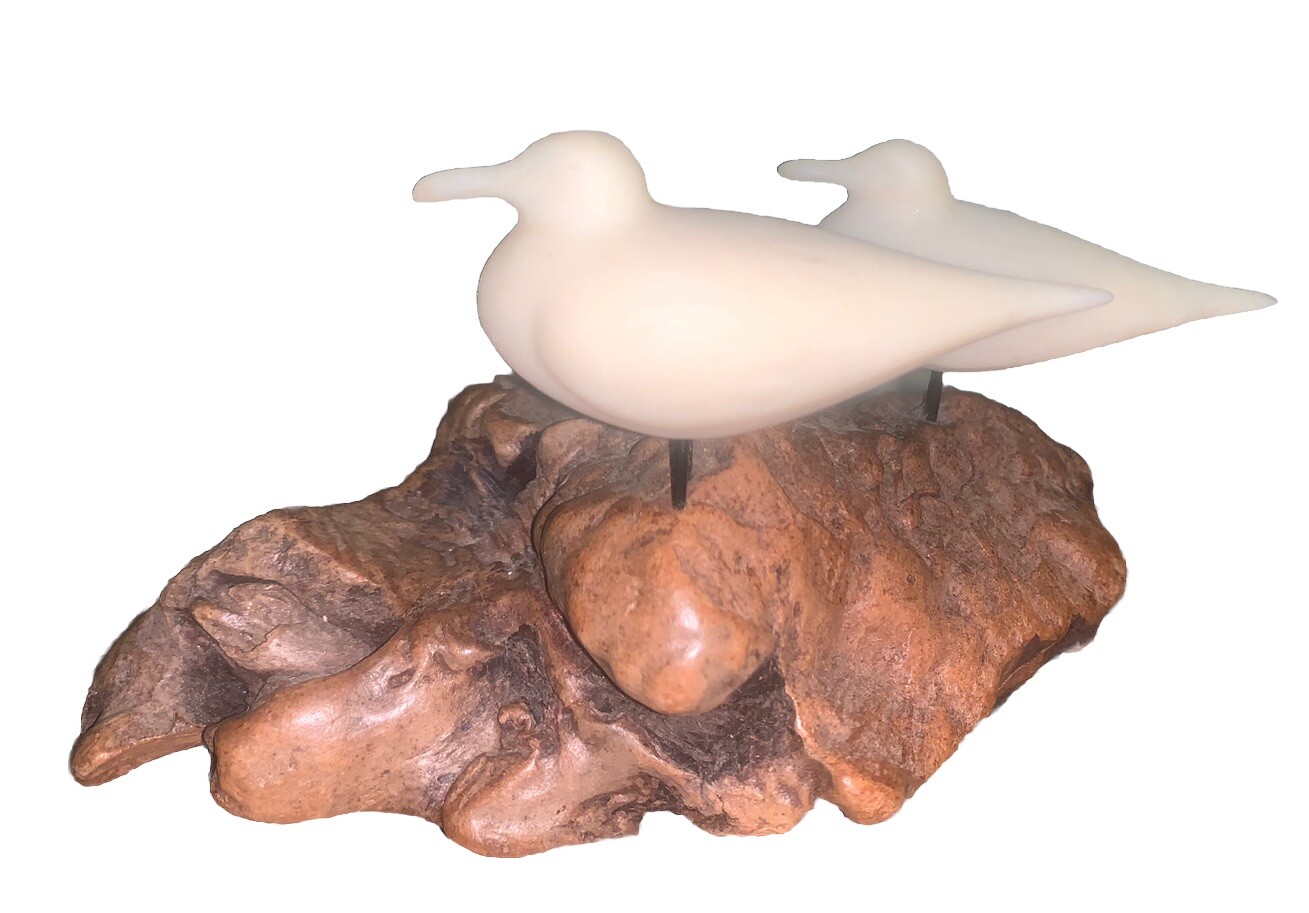 VTG ‘80s John Perry Signed Seagulls / Driftwood Sculpture 6”L 3.75”T Miniature