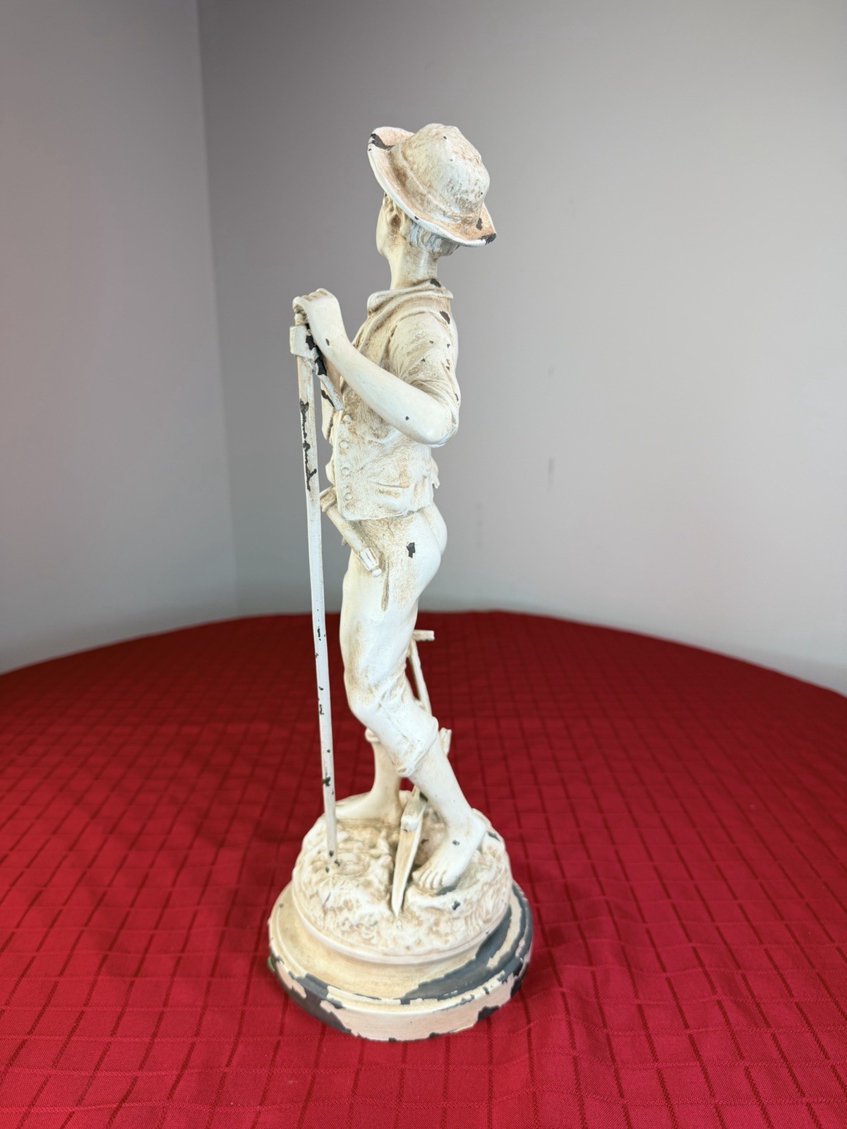 Antique 15.5” Victor Rousseau « Laboureur » Signed French Spelter Statue Laborer