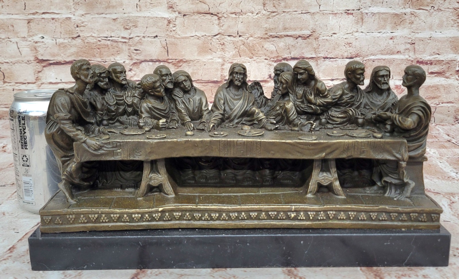 Vintage rare large hand made bronze religious last supper from church Sculpture