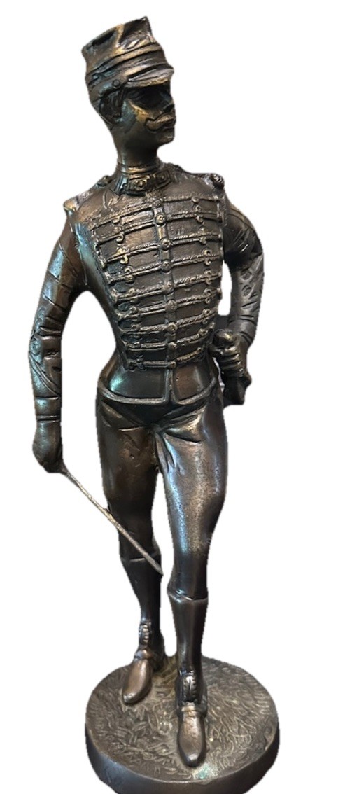 Antique 1890 By Charles Anfrie Bronze Soldier Officer Statue Military War 14”