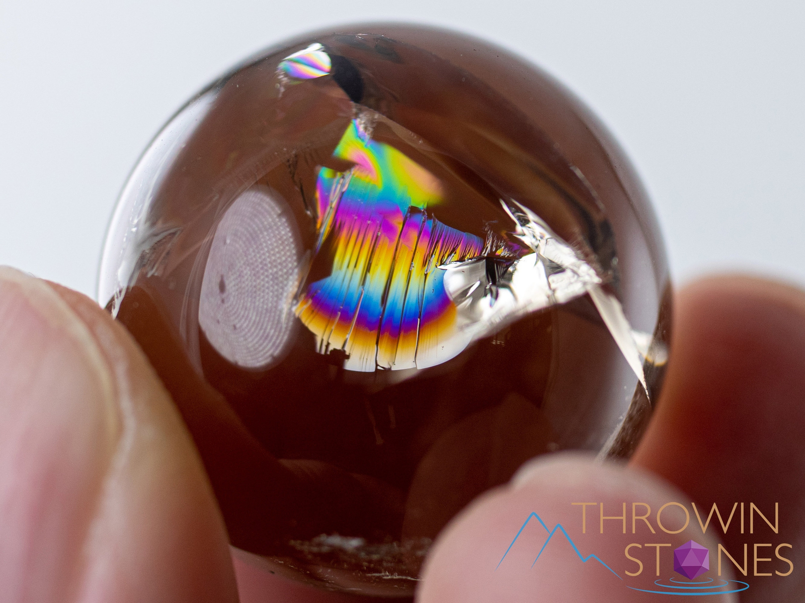 SMOKY QUARTZ Crystal Ball Sphere w Rainbow Flash, Divination, Gift, Decor, E1812
