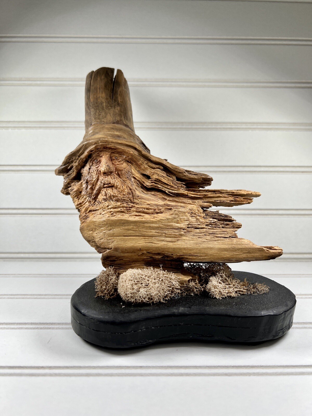 Driftwood Art Spirit Hand Carved Unique Face Home Decor Signed G OLSON 2018
