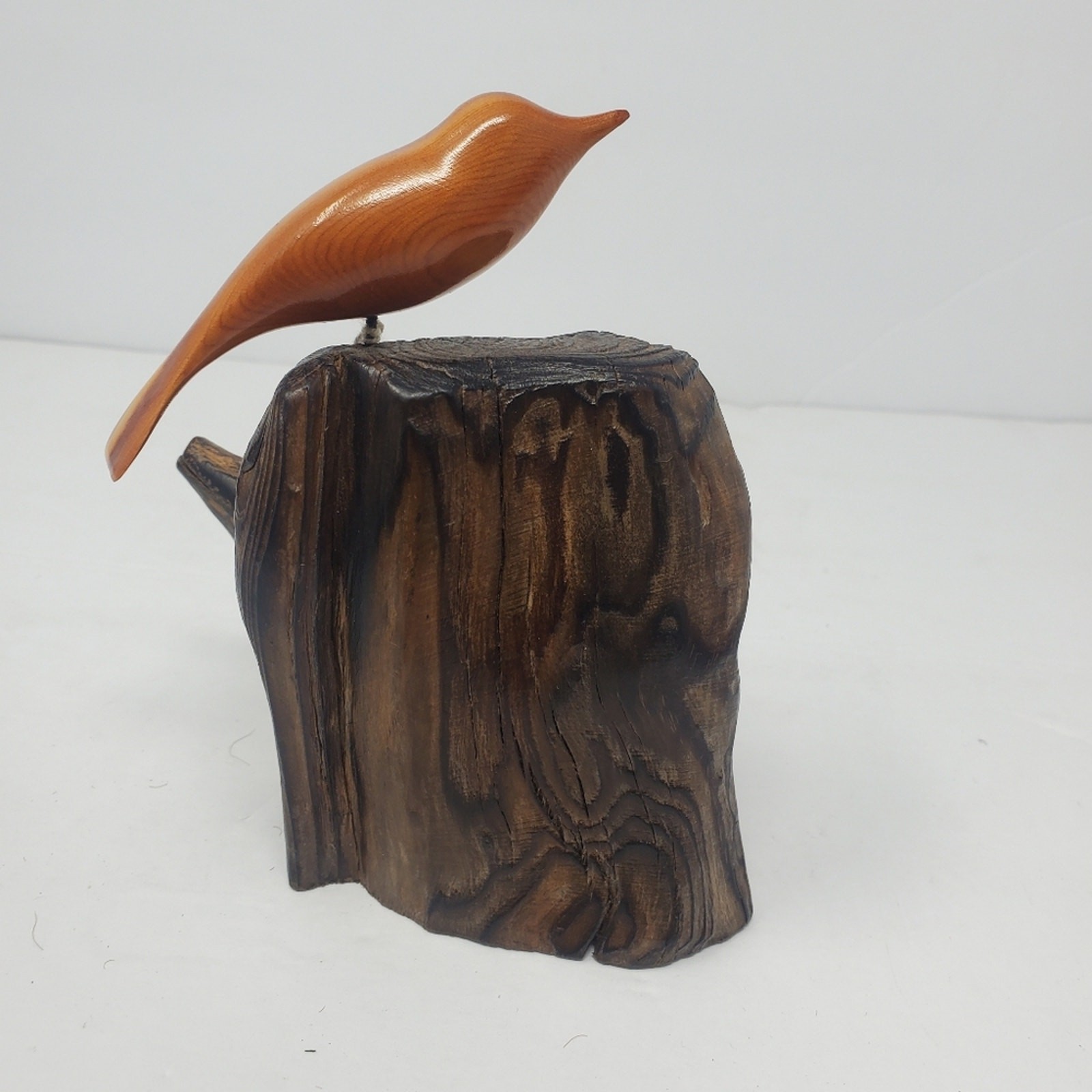 Crowe Woodcarvings Small Bird Juniper Driftwood Base Crowe Woodcarvings
