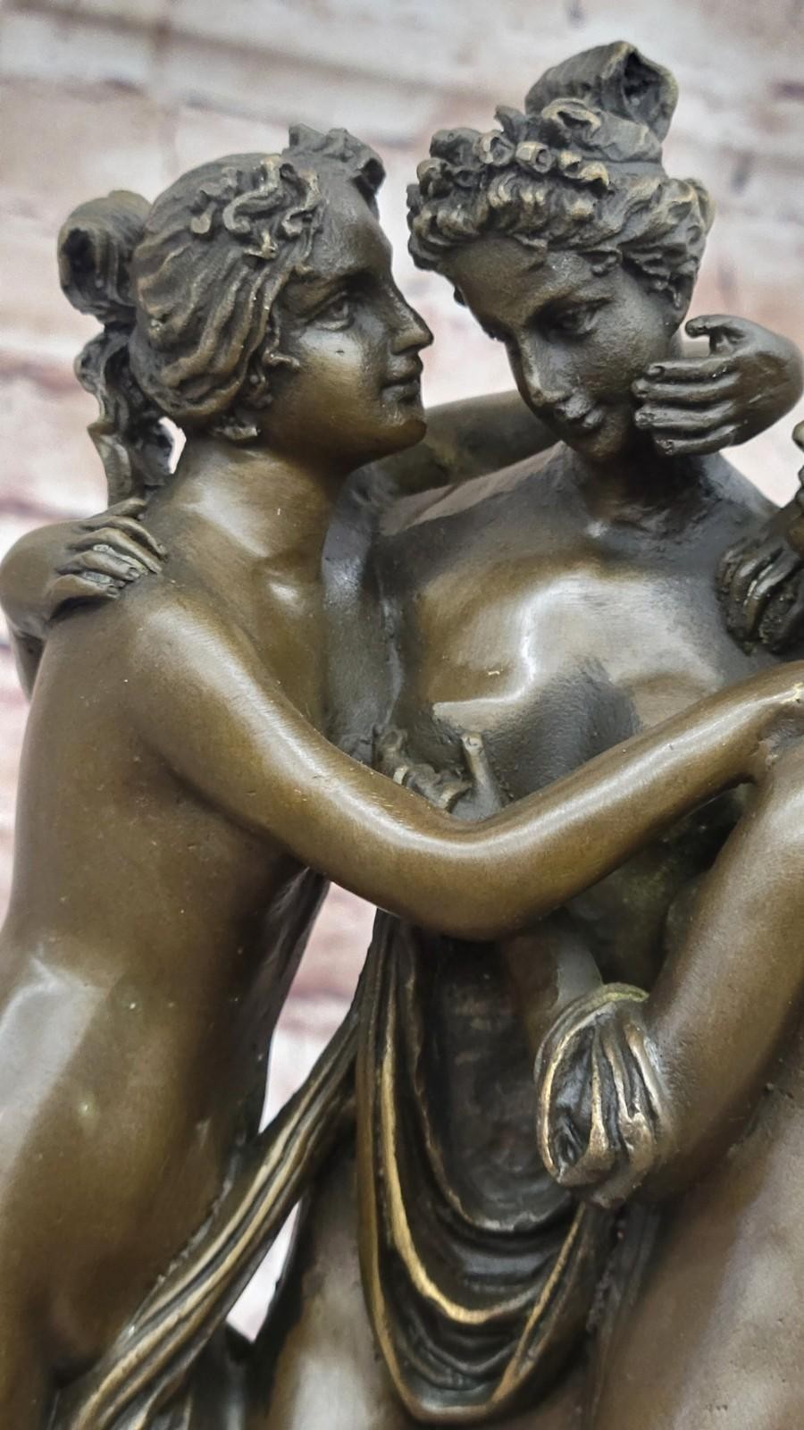 SIGNED: A.CANOVA. Bronze Sculpture 3 girls THE 3 GRACES BRONZE STATUE NUDE SALE