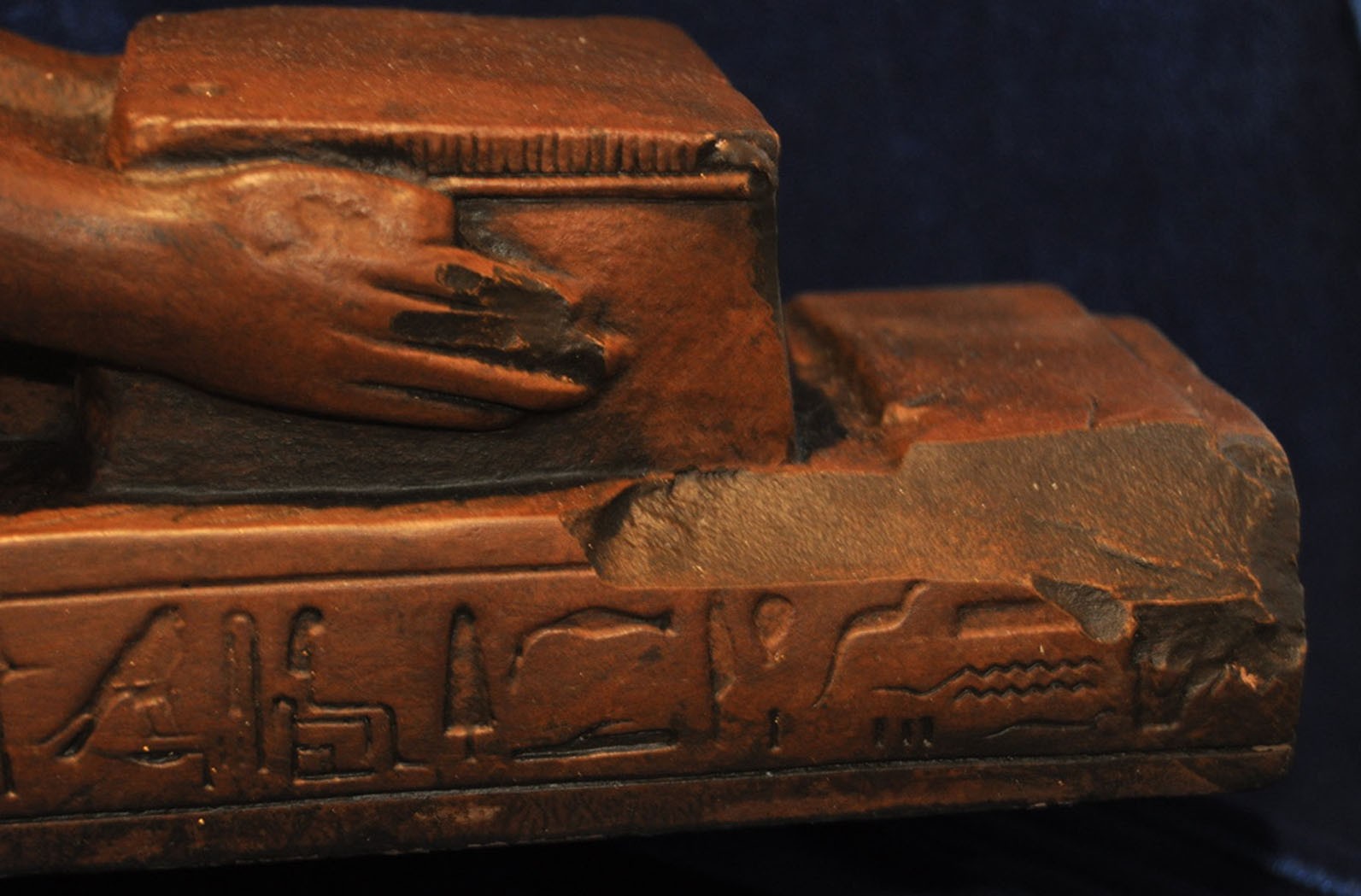 EGYPTIAN BRONZED STONE FINISH SPHINX BUST RELIEF ALVA MUSEUM NUDE PHARAOH HUGE