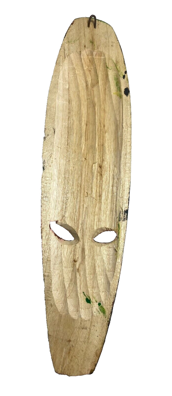 Hand Carved Wood Jamaican Folk Art Colorful Vibrant Sun Mask 15&Prime; x 3.75&Prime;