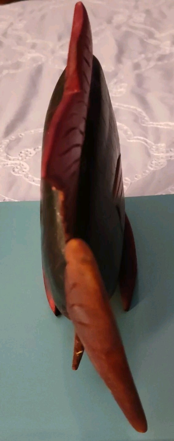 Antique Wooden Hand Carved/Painted Tropical Fish- Coastal Decor- Free Standing