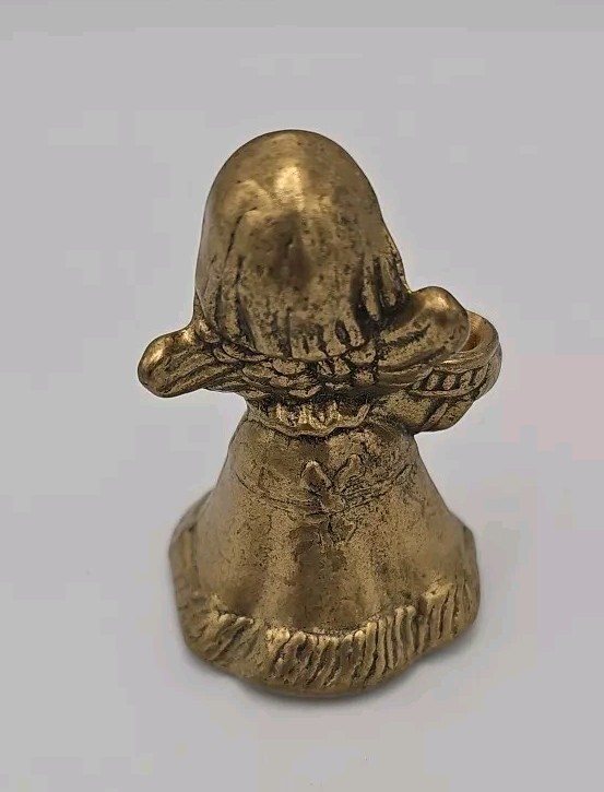 Vintage Hollow Brass/Bronze Angel Miniature Figurine Candle Holder 2.25&Prime;
