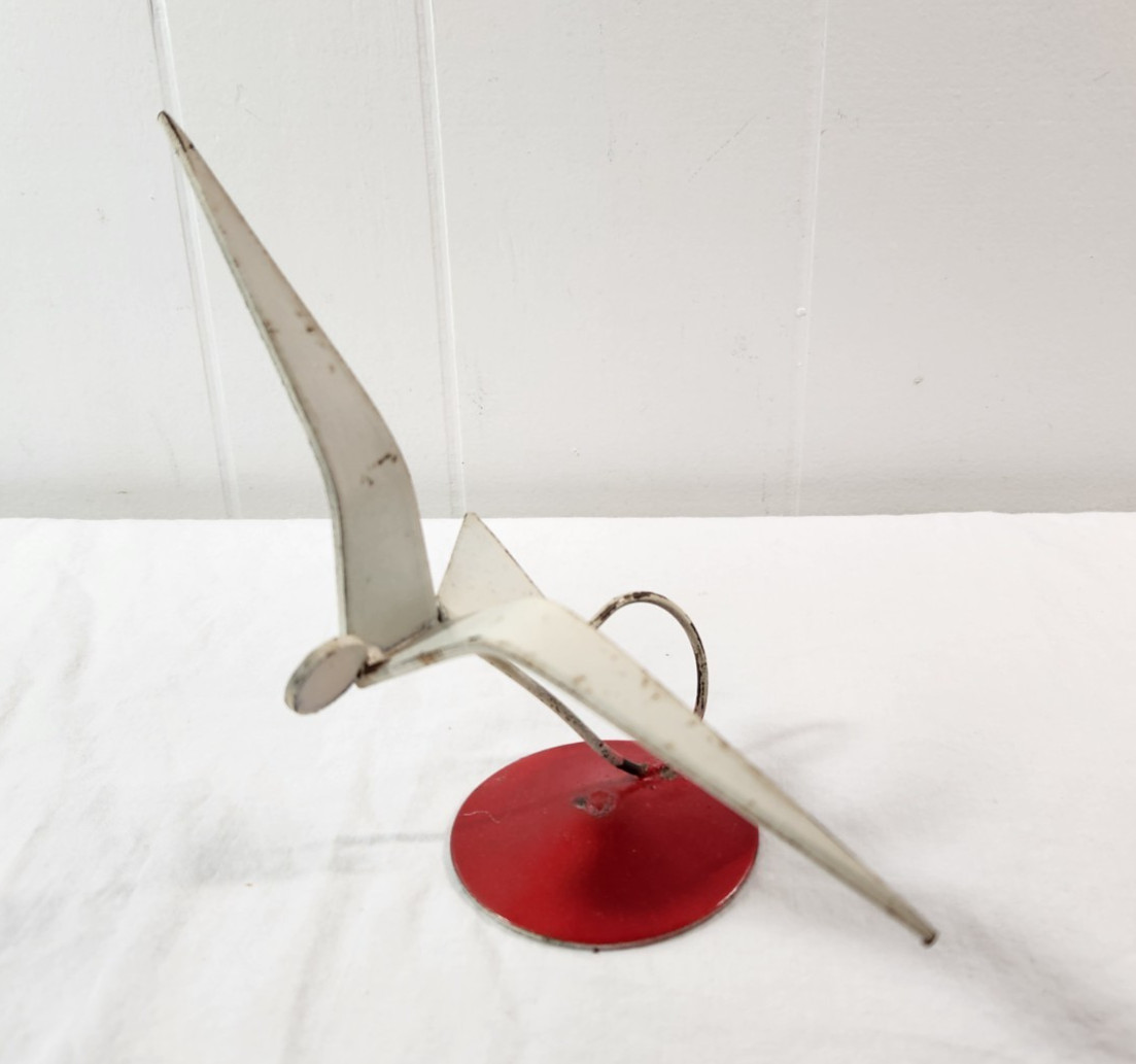 Brutalist Welded Metal Bird Sculpture Steel MCM/Art Deco/Modern Vintage
