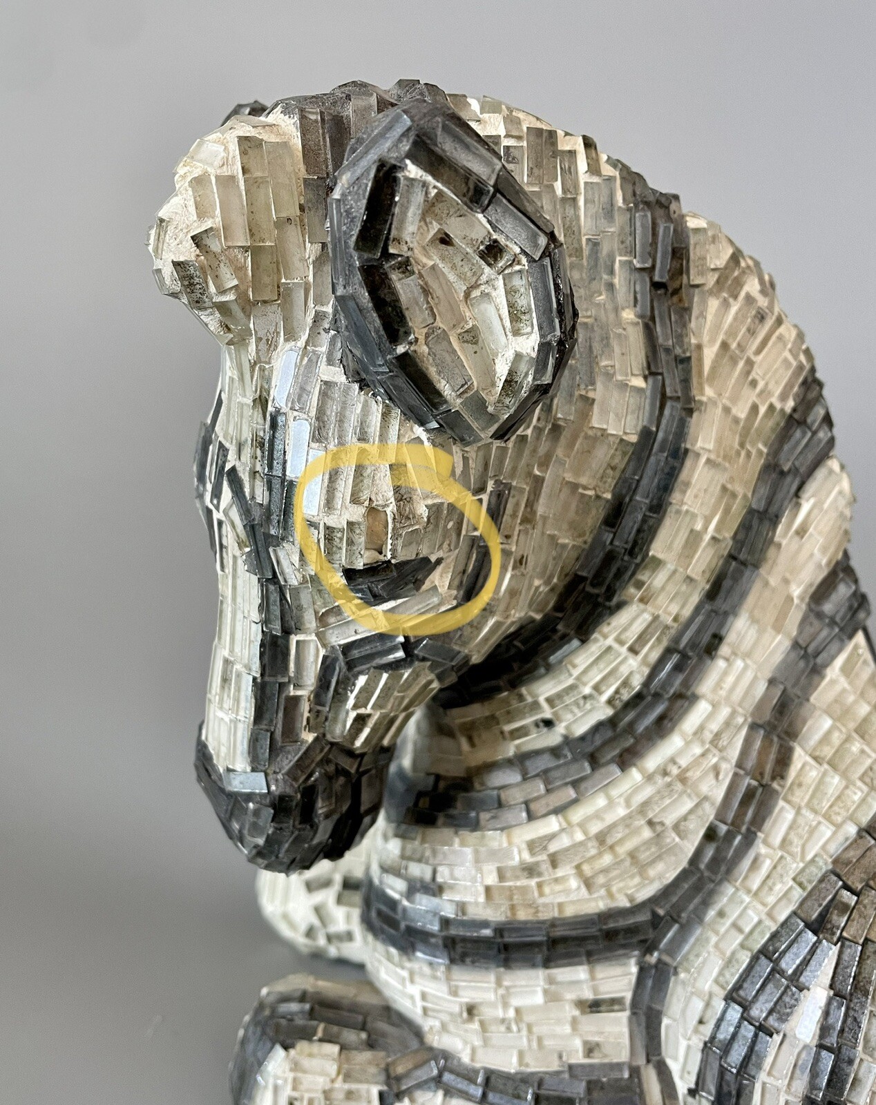 Rare/Vintage Jobi Zebra Statue/Mosaic/Glass Mirror Art Deco — Made In Brazil