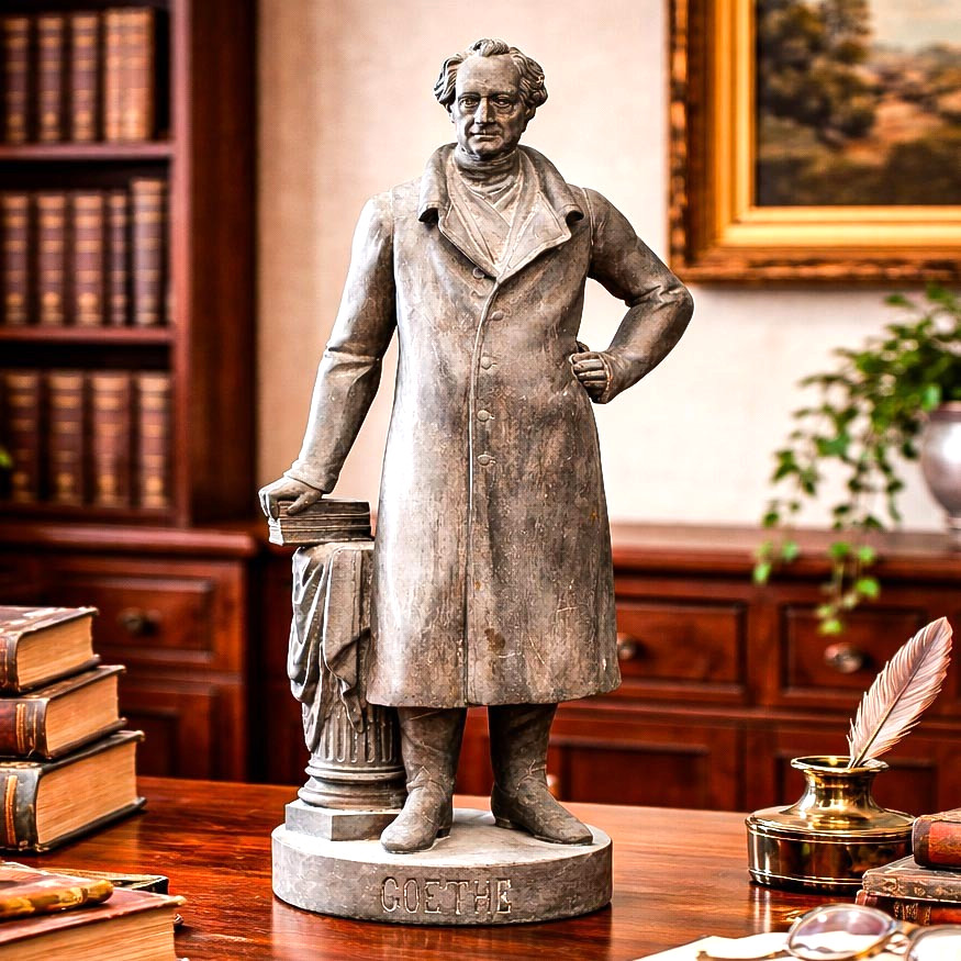 Impressive Large Spelter Metal Antique Victorian Statue Sculpture Goethe