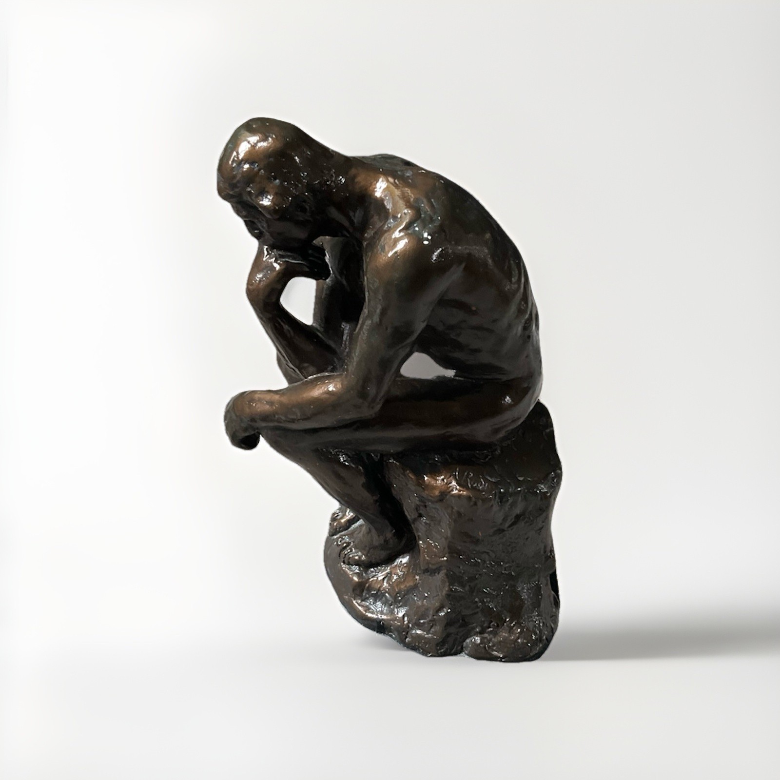 Vintage 1981 ALVA The Thinker After Rodin Cold Cast Bronze Resin Sculpture 13”