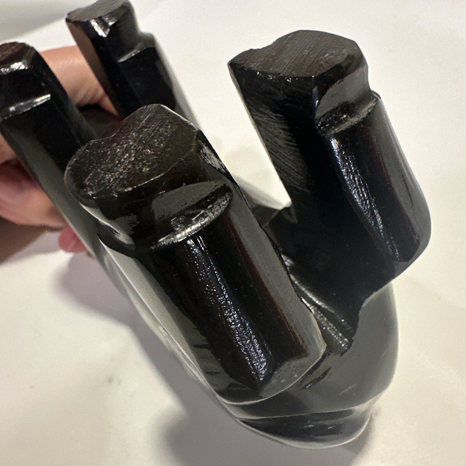 Carved Pig Black Stone Shiny Large