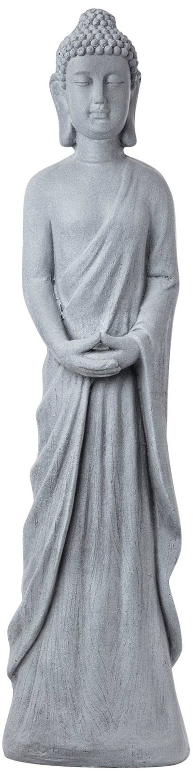 Standing Buddha 32&Prime; High Gray Outdoor Garden Statue