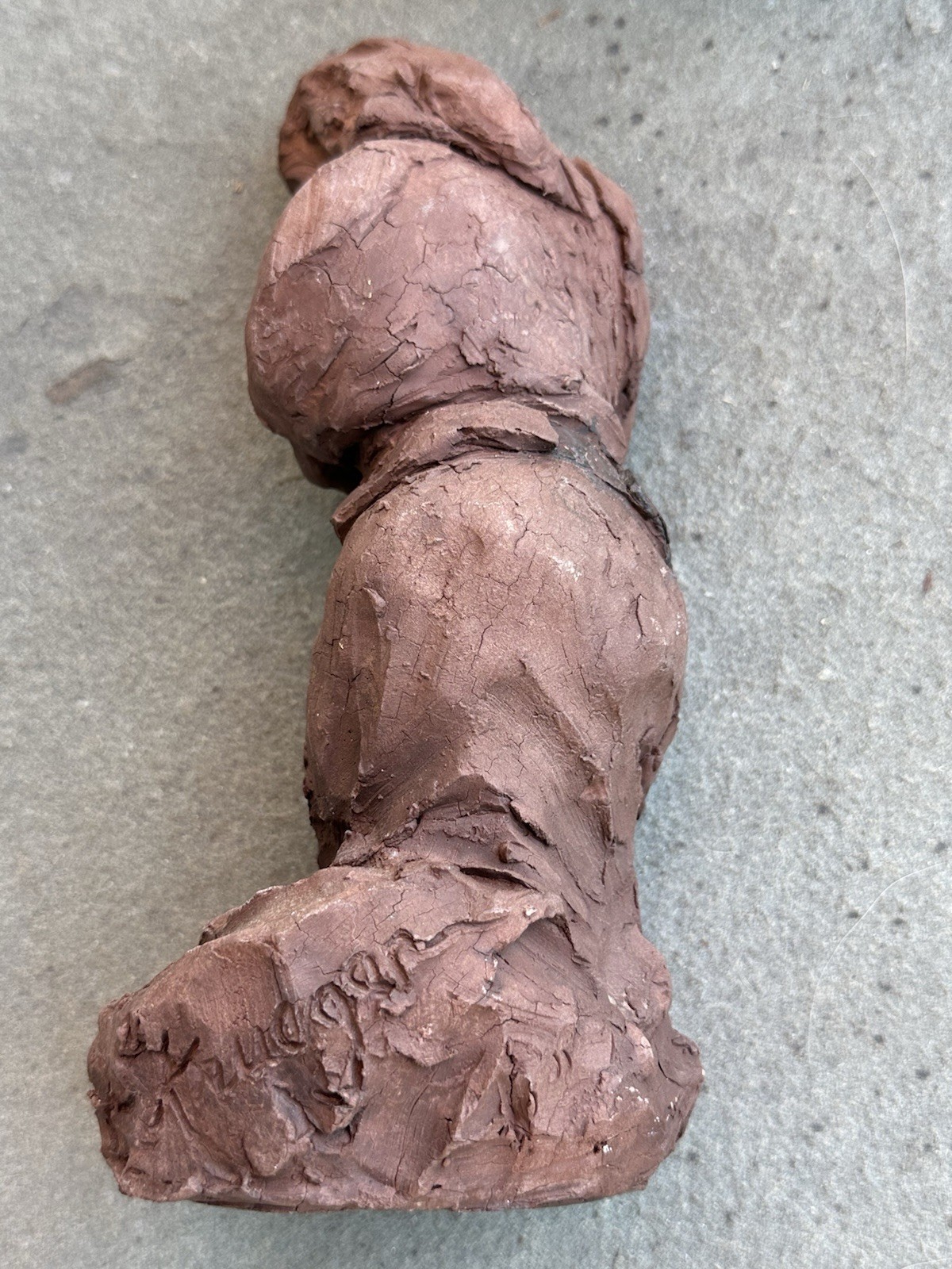 Vintage Mother And Child Rough Textures Sculpture Signed Krueger 8.5 Collectible