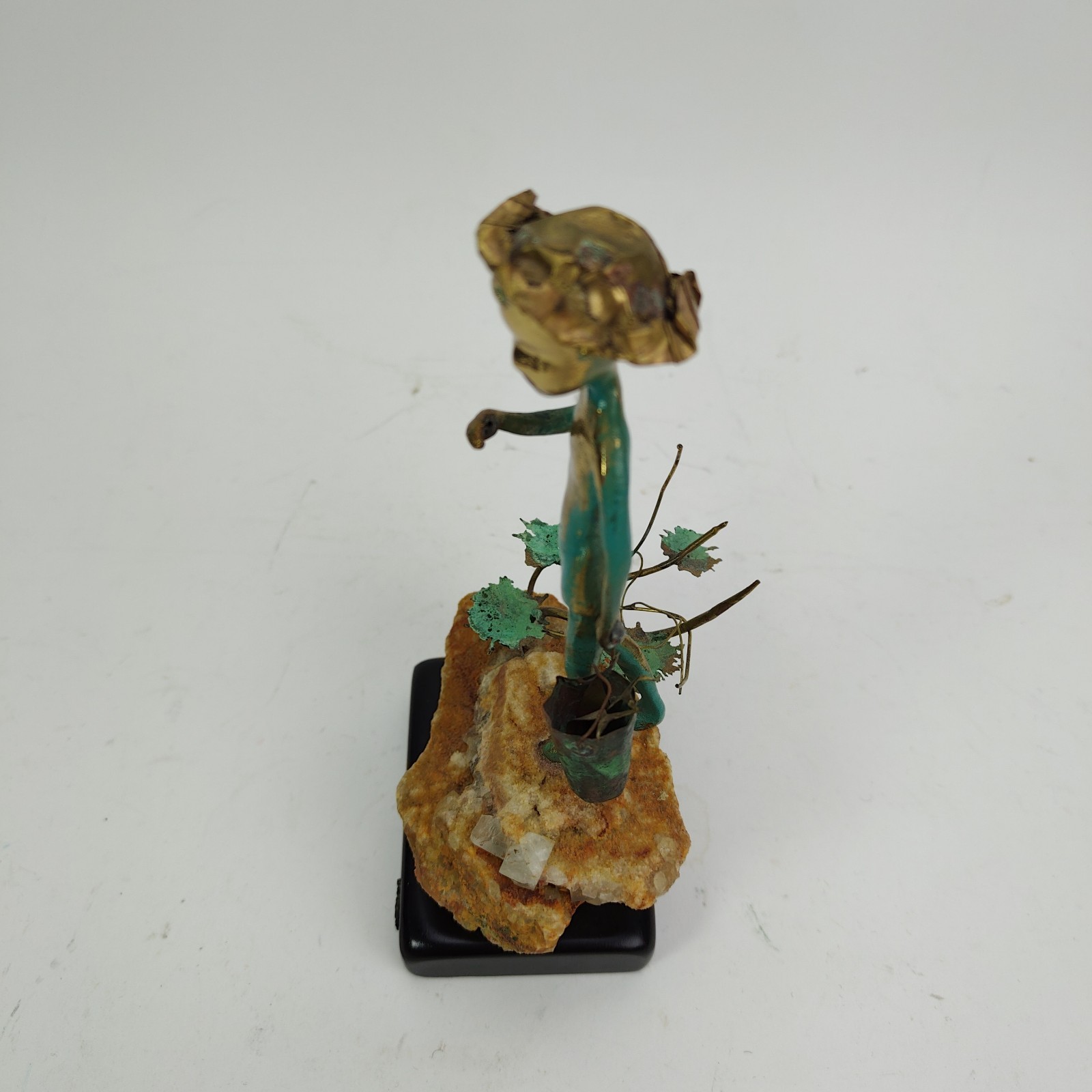 Malcolm Moran Bronze Sculpture Fishing Boy Figurine Signed MCM Art Vintage 1972