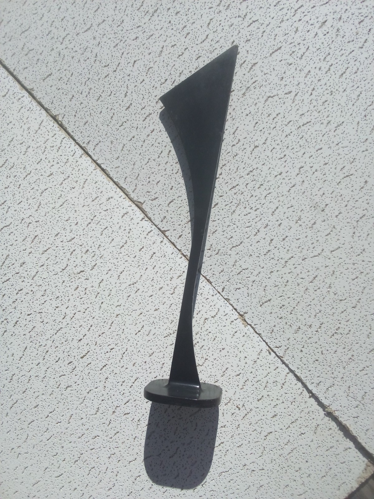 Modern Abstract Metal Art Sculpture 24 1/4&Prime; STRENGTH Symbol W/ Base Gloss Black