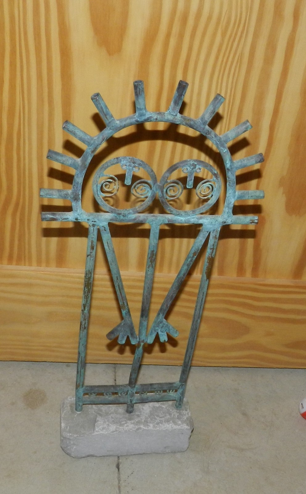 SIGNED Beautiful Mid Century Southwest Art – Copper on Stone Base – Sun Symbol