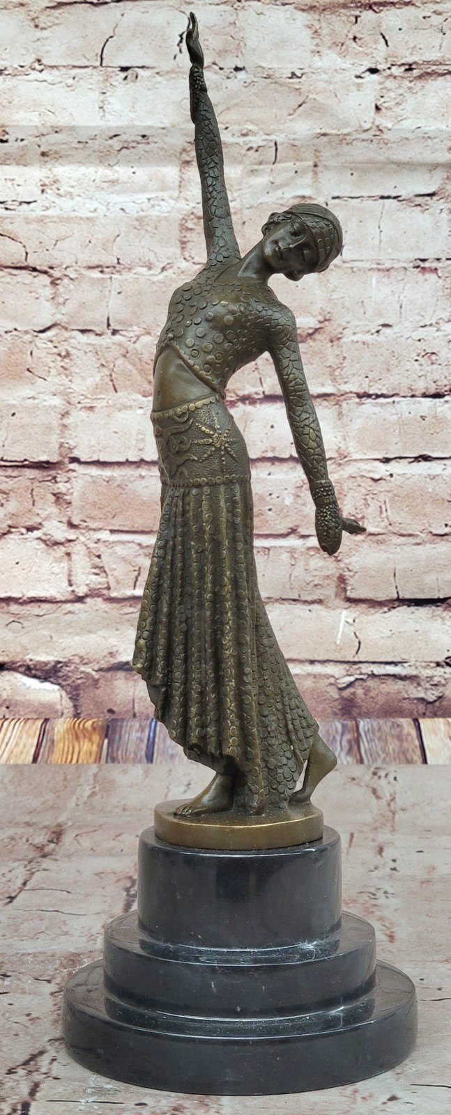 Signed~Chiparus Alluring Woman Seductive Pose Bronze Sculpture Statue Figurine