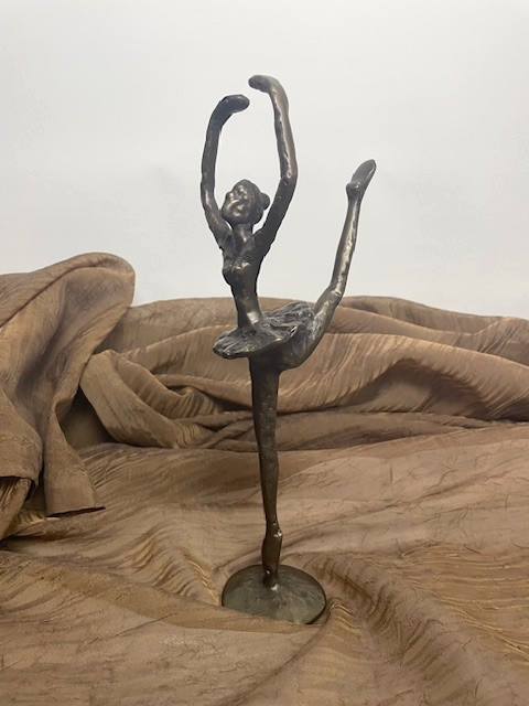 VINTAGE ALBERTO GIACOMETTI STYLE BALLERINA BRONZE SCULPTURE ~ BRUTALIST 10 3/4&Prime;