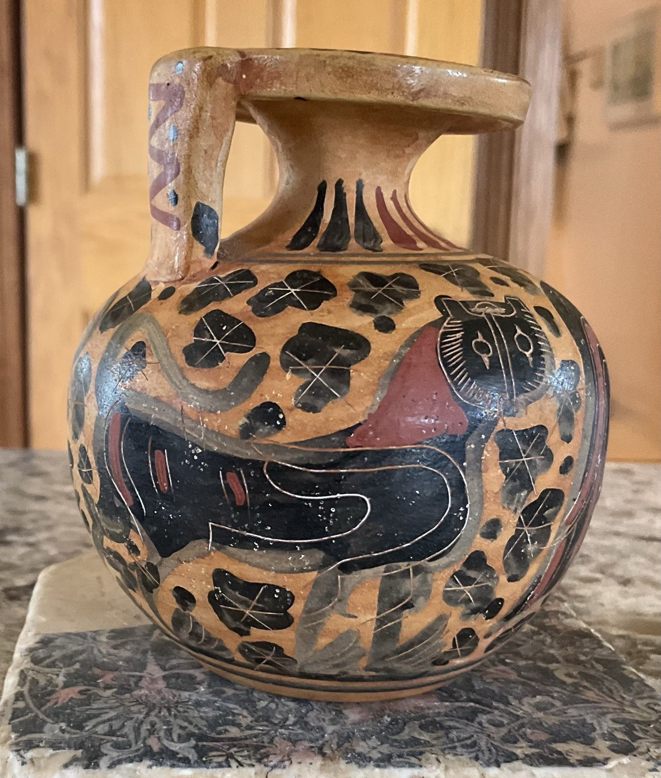 Grecian Corinthian Aryballos Museum Reproduction Ancient Greek Vessel