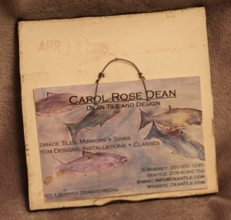 Carol Rose Dean Clay Tile Cat Dated April 2008 3.25&Prime;